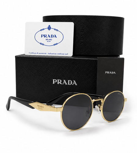 Prada round gold - round, sunglasse